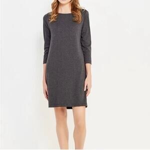 Gap Grey Dress 3/4 Sleeve Above the Knee Faux Leather Accent NWT Small